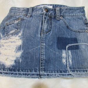 ARMANI EXCHANGE Destroy Patches Mini Skirt  0 Petite